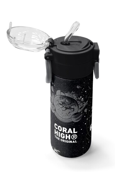 Coral High Kids Siyah Galaxy Desenli Pipetli ve Direkt İçim Çelik Termos 500 ml 31857 - 5