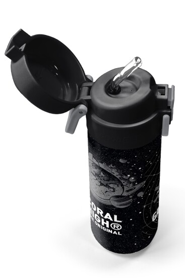 Coral High Kids Siyah Basketbol Desenli Pipetli ve Direkt İçim Çelik Termos 500 ml 31857 - 2