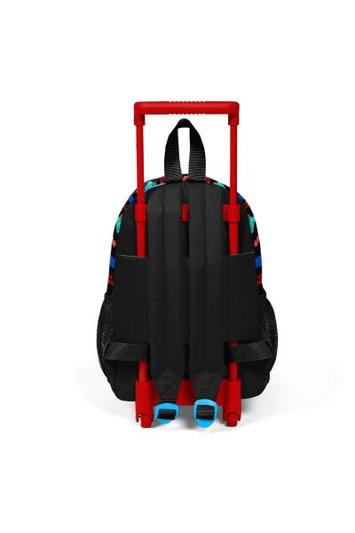 Minik Yuva Çekçekli Sırt Çantası Siyah Basketbol Desenli İki Bölmeli 24011 - 4