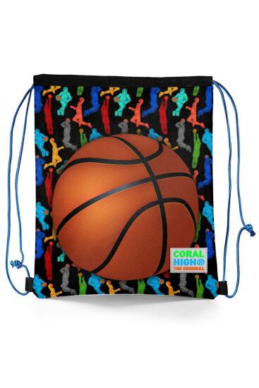 Coral High Kids Siyah Basketbol Toplu İpli Büzgülü Sırt Çantası 22458 
