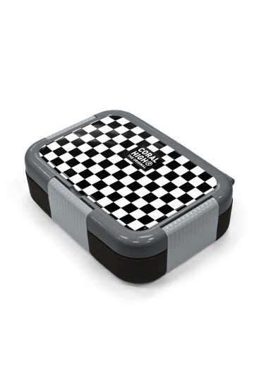 Coral High Kids Siyah Beyaz Dama Desenli Paslanmaz Çelik Beslenme Kabı 39184 - 2