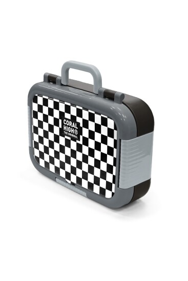 Coral High Kids Siyah Beyaz Dama Desenli Paslanmaz Çelik Beslenme Kabı 39184 - 4