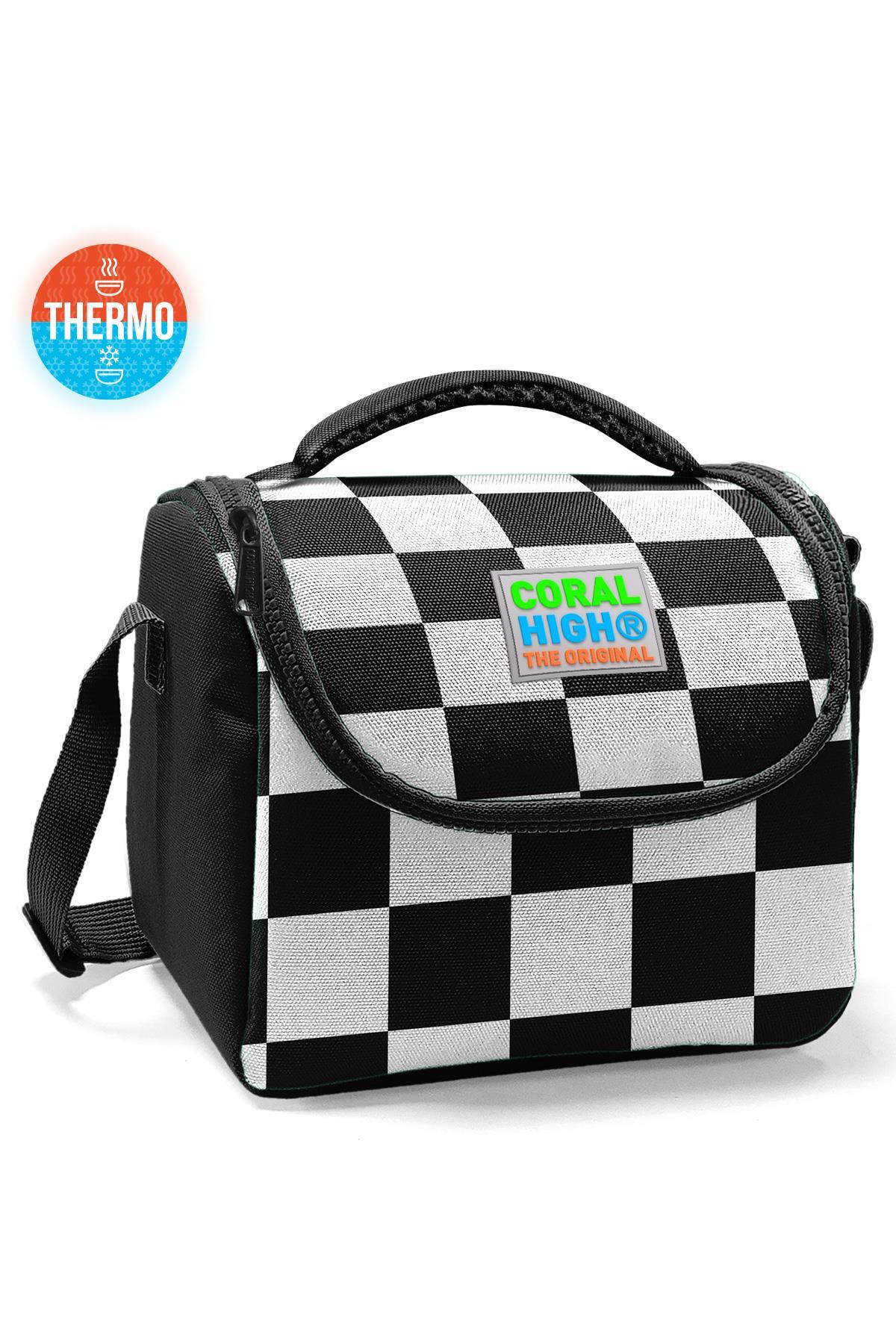 Coral High Kids Siyah Beyaz Dama Desenli Thermo Beslenme Çantası 11714