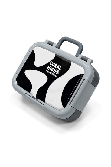 Coral High Kids Siyah Beyaz Desenli Paslanmaz Çelik Beslenme Kabı 39194 - 1