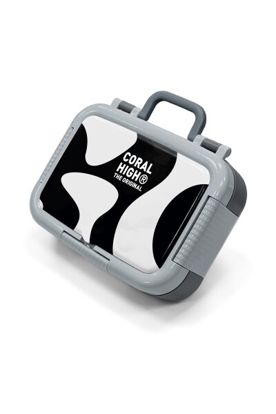 Coral High Kids Siyah Beyaz Desenli Paslanmaz Çelik Beslenme Kabı 39194 - 1