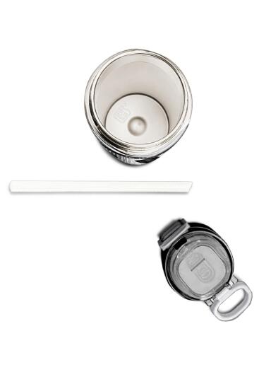 Coral High Kids Siyah Beyaz Desenli Pipetli ve Direkt İçim Çelik Termos 500 ml 31887 - 7