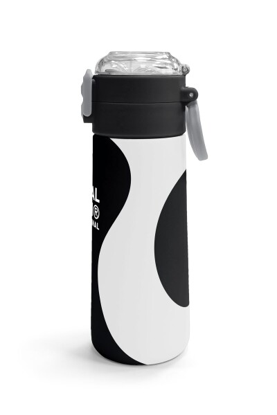 Coral High Kids Siyah Beyaz Desenli Pipetli ve Direkt İçim Çelik Termos 500 ml 31887 - 3