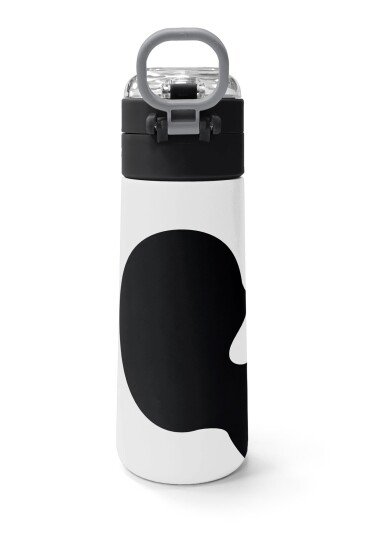 Coral High Kids Siyah Beyaz Desenli Pipetli ve Direkt İçim Çelik Termos 500 ml 31887 - 4
