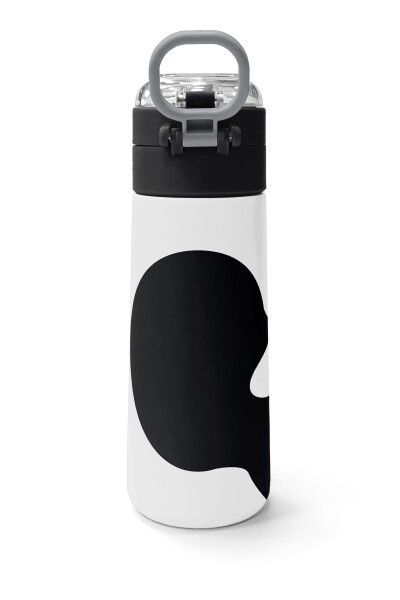 Coral High Kids Siyah Beyaz Desenli Pipetli ve Direkt İçim Çelik Termos 500 ml 31887 - 4