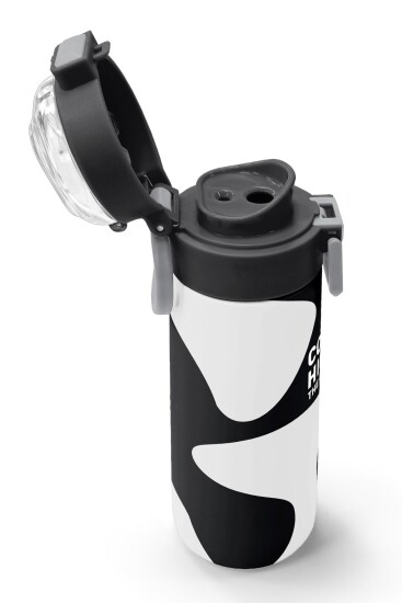 Coral High Kids Siyah Beyaz Desenli Pipetli ve Direkt İçim Çelik Termos 500 ml 31887 - 6