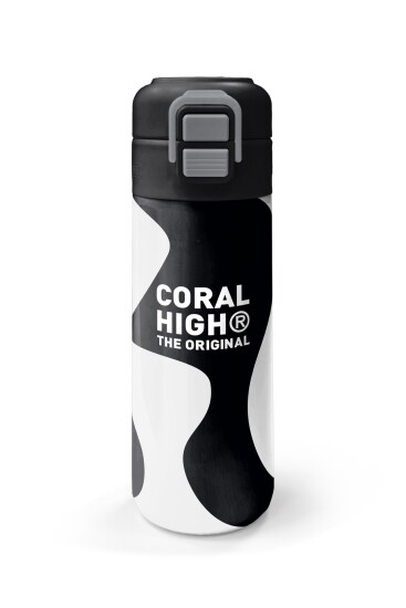 Coral High Kids Siyah Beyaz Desenli Pipetli ve Direkt İçim Çelik Termos 500 ml 31887 - 4