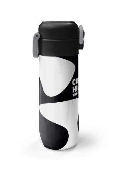 Coral High Kids Siyah Beyaz Desenli Pipetli ve Direkt İçim Çelik Termos 500 ml 31887 - 5