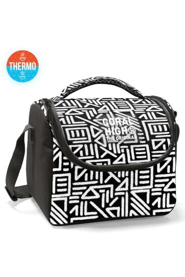 Coral High Kids Siyah Beyaz Geometrik Desenli Thermo Beslenme Çantası 22782 
