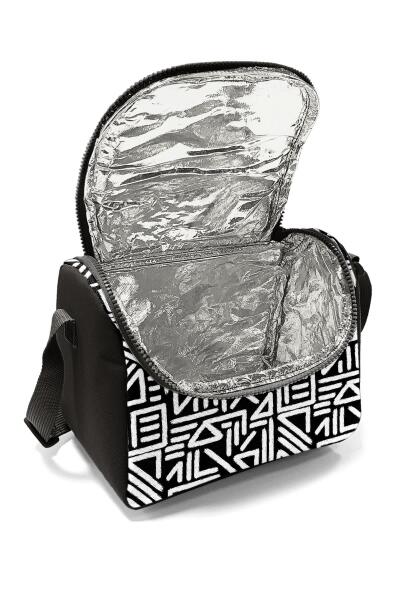 Coral High Kids Siyah Beyaz Geometrik Desenli Thermo Beslenme Çantası 22782 - 4