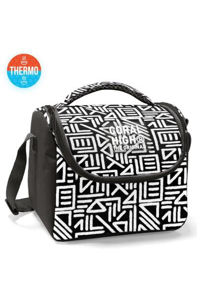 Coral High Kids Siyah Beyaz Geometrik Desenli Thermo Beslenme Çantası 22782 - 1