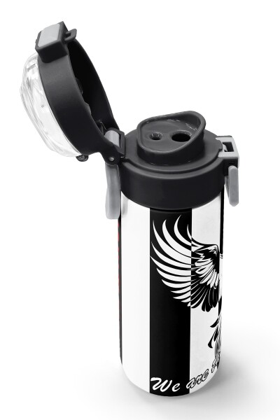 Coral High Kids Siyah Beyaz Kartal Taraftar Desenli Pipetli ve Direkt İçim Çelik Termos 500 ml 31789 - 6