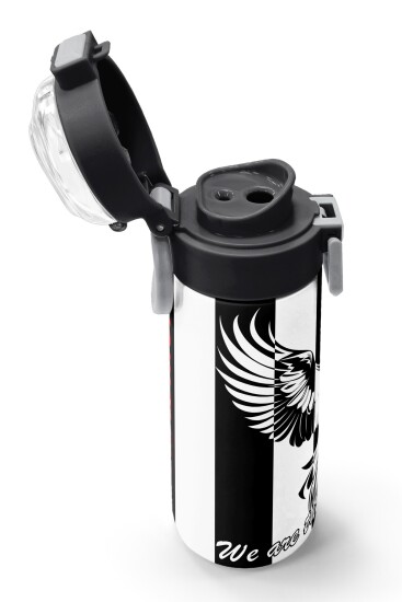 Coral High Kids Siyah Beyaz Kartal Taraftar Desenli Pipetli ve Direkt İçim Çelik Termos 500 ml 31789 - 6