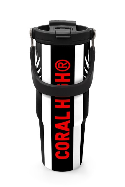 Coral High Kids Siyah Beyaz Kartal Taraftar Desenli Pipetli ve Direkt İçim Çelik Termos 900 ml 38732 - 7