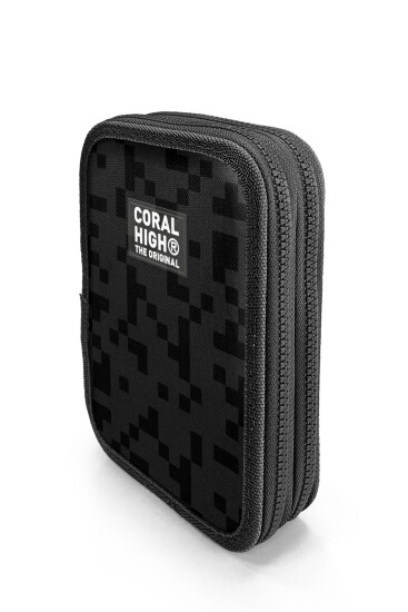 Coral High Kids Siyah Blok Desenli Çift Katlı Kalem Çanta 31118 - 2