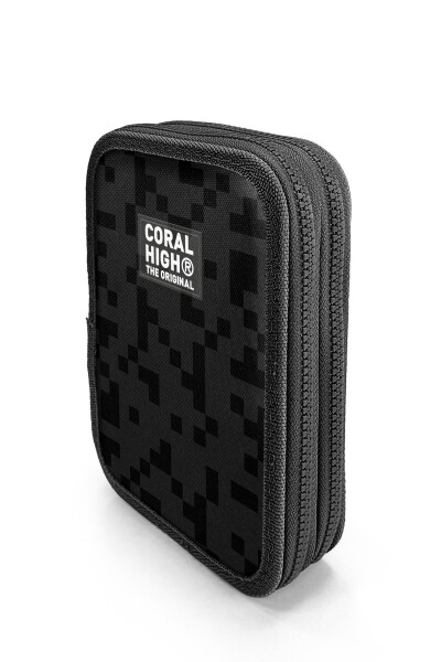 Coral High Kids Siyah Blok Desenli Çift Katlı Kalem Çanta 31118 - 2