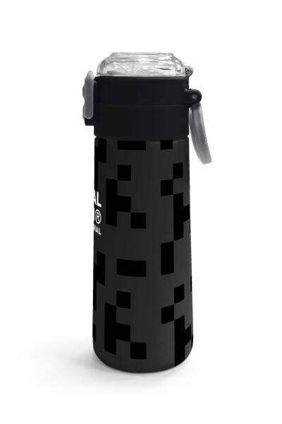 Coral High Kids Siyah Blok Desenli Pipetli ve Direkt İçim Çelik Termos 500 ml 31894 - 3
