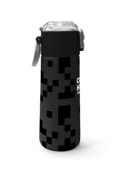 Coral High Kids Siyah Blok Desenli Pipetli ve Direkt İçim Çelik Termos 500 ml 31894 - 2