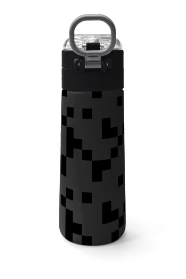 Coral High Kids Siyah Blok Desenli Pipetli ve Direkt İçim Çelik Termos 500 ml 31894 - 4