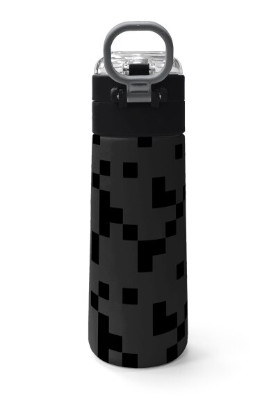 Coral High Kids Siyah Blok Desenli Pipetli ve Direkt İçim Çelik Termos 500 ml 31894 - 4