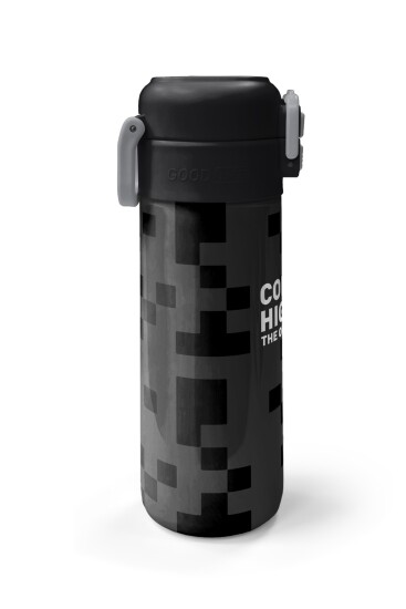 Coral High Kids Siyah Blok Desenli Pipetli ve Direkt İçim Çelik Termos 500 ml 31894 - 5