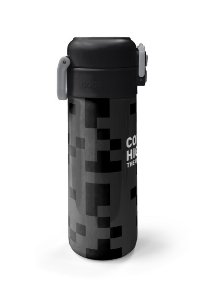 Coral High Kids Siyah Blok Desenli Pipetli ve Direkt İçim Çelik Termos 500 ml 31894 - 5