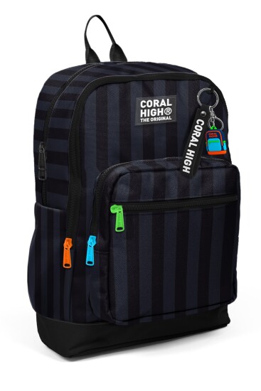 Coral High Kids Siyah Çizgi Desenli Okul Sırt Çantası 33218 