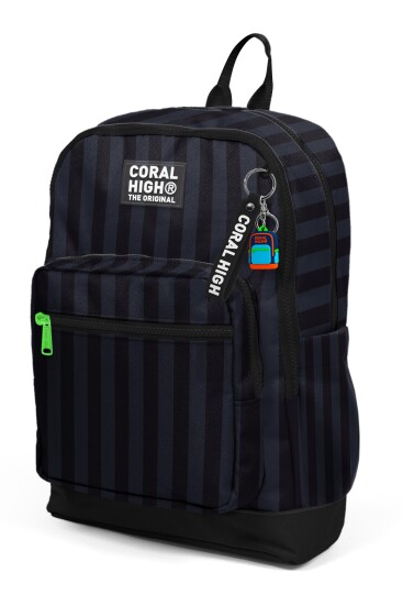 Coral High Kids Siyah Çizgi Desenli Okul Sırt Çantası 33218 - 6