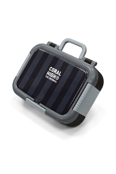 Coral High Kids Siyah Çizgi Desenli Paslanmaz Çelik Beslenme Kabı 39118 - 1