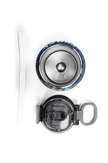 Coral High Kids Siyah Çok Renkli Yarış Arabası Desenli Pipetli ve Direkt İçim Çelik Termos 500 ml 38141 - 7