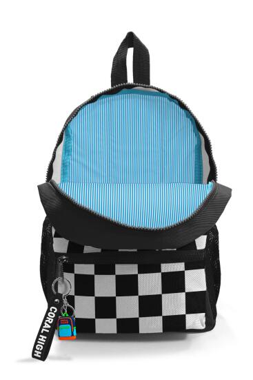 Minik Yuva Sırt Çantası Siyah Dama Desenli İki Bölmeli 23514 - 3