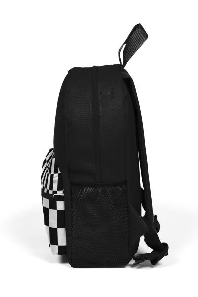 Minik Yuva Sırt Çantası Siyah Dama Desenli İki Bölmeli 23514 - 6