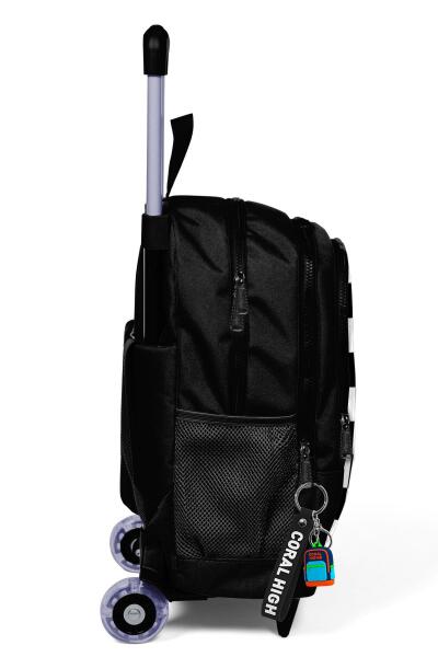 Coral High Kids Siyah Dama Desenli Üç Bölmeli Çekçekli Okul Sırt Çantası 23914 - 6