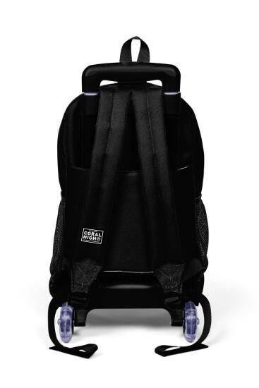 Coral High Kids Siyah Dama Desenli Üç Bölmeli Çekçekli Okul Sırt Çantası 23914 - 3