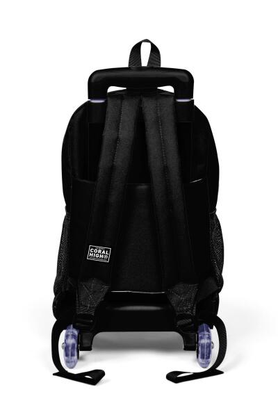 Coral High Kids Siyah Dama Desenli Üç Bölmeli Çekçekli Okul Sırt Çantası 23914 - 3