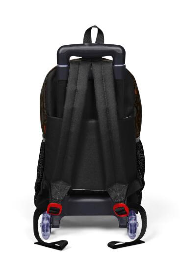 Coral High Kids Siyah Koyu Kahve Basketbol Desenli Üç Bölmeli Çekçekli Okul Sırt Çantası 23134 - 3