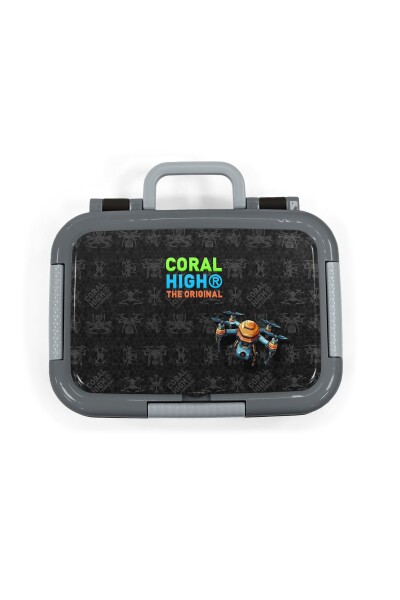 Coral High Kids Siyah Drone Desenli Paslanmaz Çelik Beslenme Kabı 39198 - 5