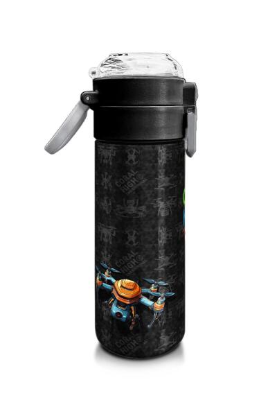 Coral High Kids Siyah Drone Desenli Pipetli ve Direkt İçim Çelik Termos 500 ml 31891 - 2