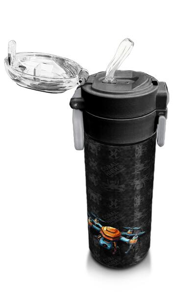 Coral High Kids Siyah Drone Desenli Pipetli ve Direkt İçim Çelik Termos 500 ml 31891 - 5