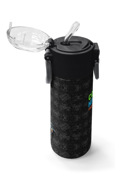 Coral High Kids Siyah Drone Desenli Pipetli ve Direkt İçim Çelik Termos 500 ml 31891 - 5