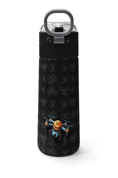 Coral High Kids Siyah Drone Desenli Pipetli ve Direkt İçim Çelik Termos 500 ml 31891 - 4