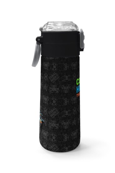 Coral High Kids Siyah Drone Desenli Pipetli ve Direkt İçim Çelik Termos 500 ml 31891 - 2