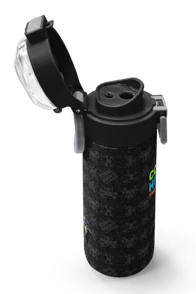 Coral High Kids Siyah Drone Desenli Pipetli ve Direkt İçim Çelik Termos 500 ml 31891 - 6
