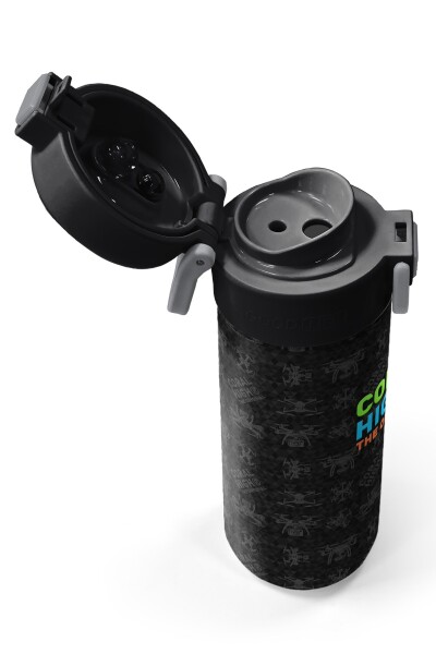 Coral High Kids Siyah Drone Desenli Pipetli ve Direkt İçim Çelik Termos 500 ml 31891 - 3