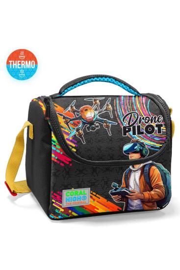 Coral High Kids Siyah Drone Desenli Thermo Beslenme Çantası 11796 - CORAL HIGH KIDS