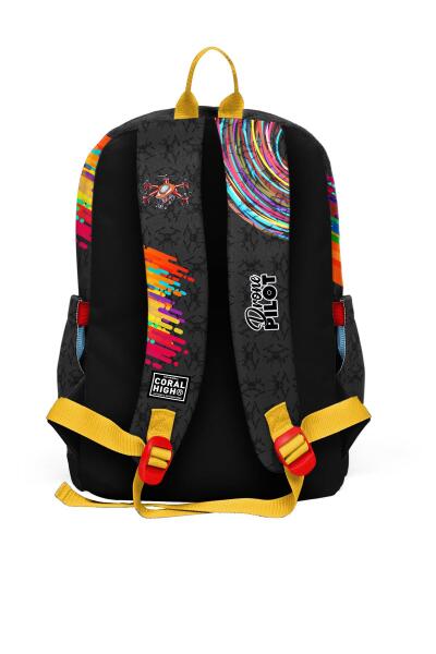 Coral High Kids Siyah Drone Pilot Desenli Dört Bölmeli Okul Sırt Çantası 23780 - 2